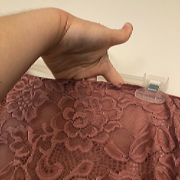 NEW NWT DUAL NATURE Lace One Shoulder Mini Dress Mauve Pink Floral Lace Medium M - Picture 8 of 12